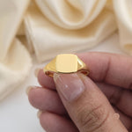 Classic Square Signet Ring, Polished Gold Finish, Minimalist Unisex Band