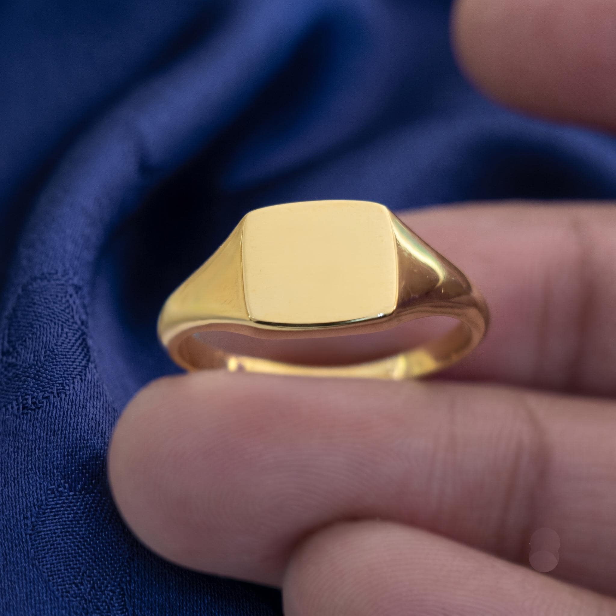 Classic Square Signet Ring, Polished Gold Finish, Minimalist Unisex Band