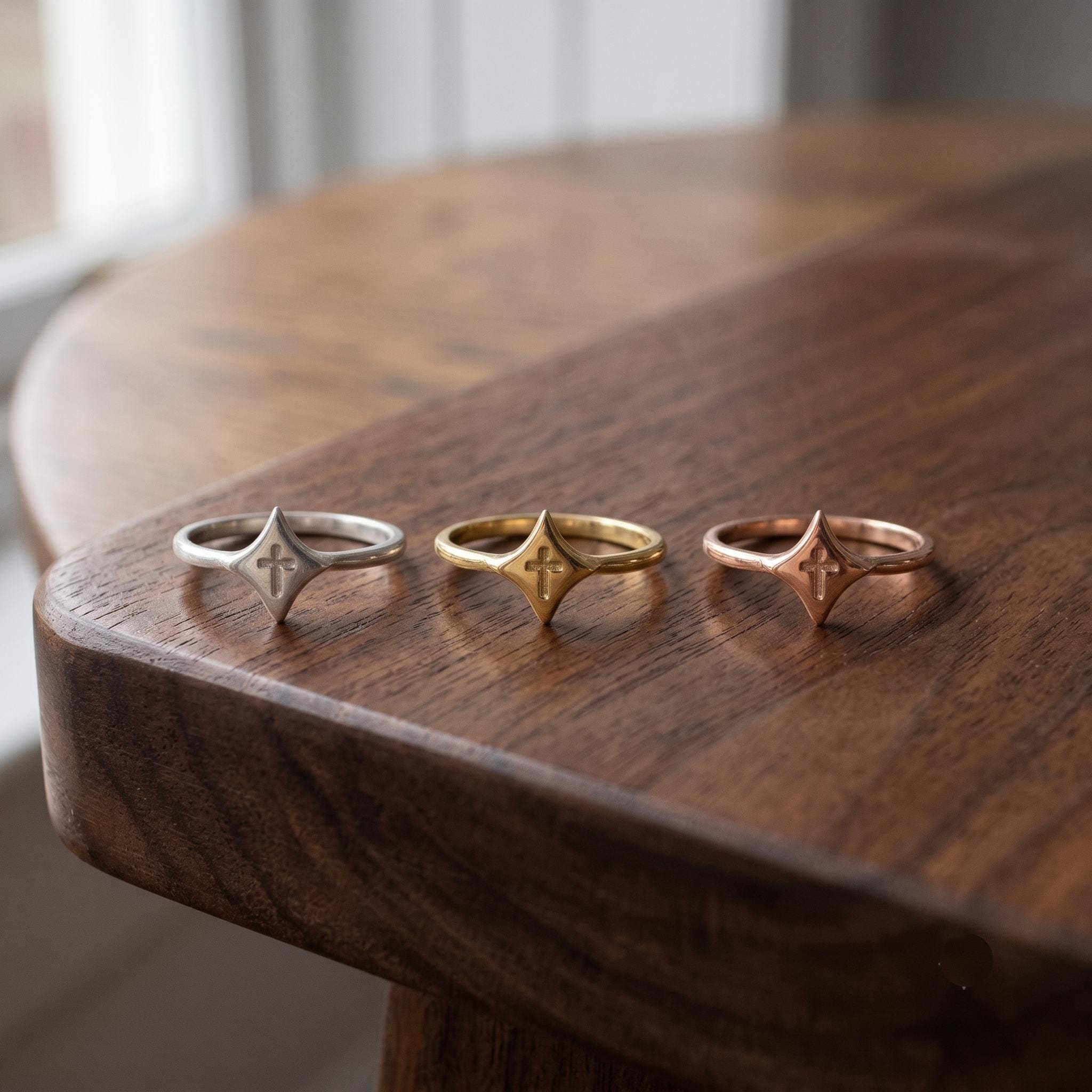 Sterling Silver Kite Ring | Minimalist Geometric Stacking Band
