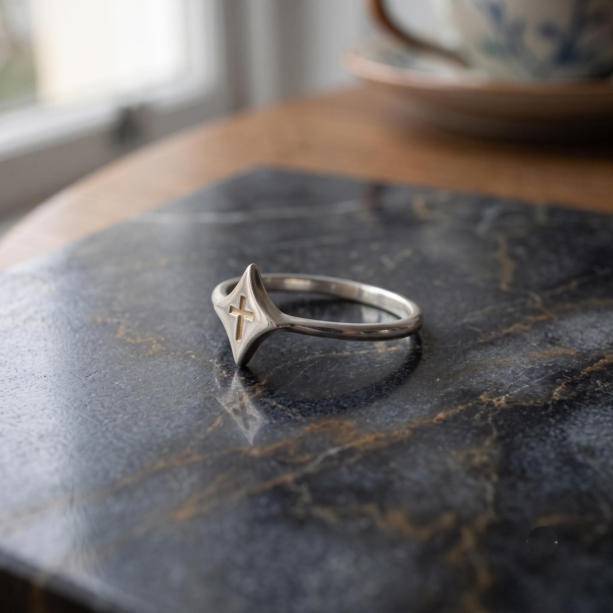 Sterling Silver Kite Ring | Minimalist Geometric Stacking Band
