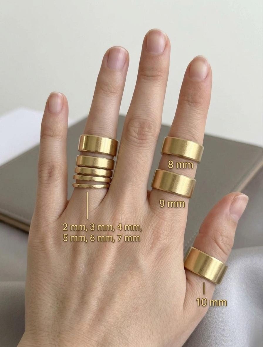925 Gold Band, Minimalist Plain Wedding Ring, Wide Stacking Ring