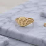 Dainty Hummingbird Signet Ring | 18k Gold Plated Nature Jewelry
