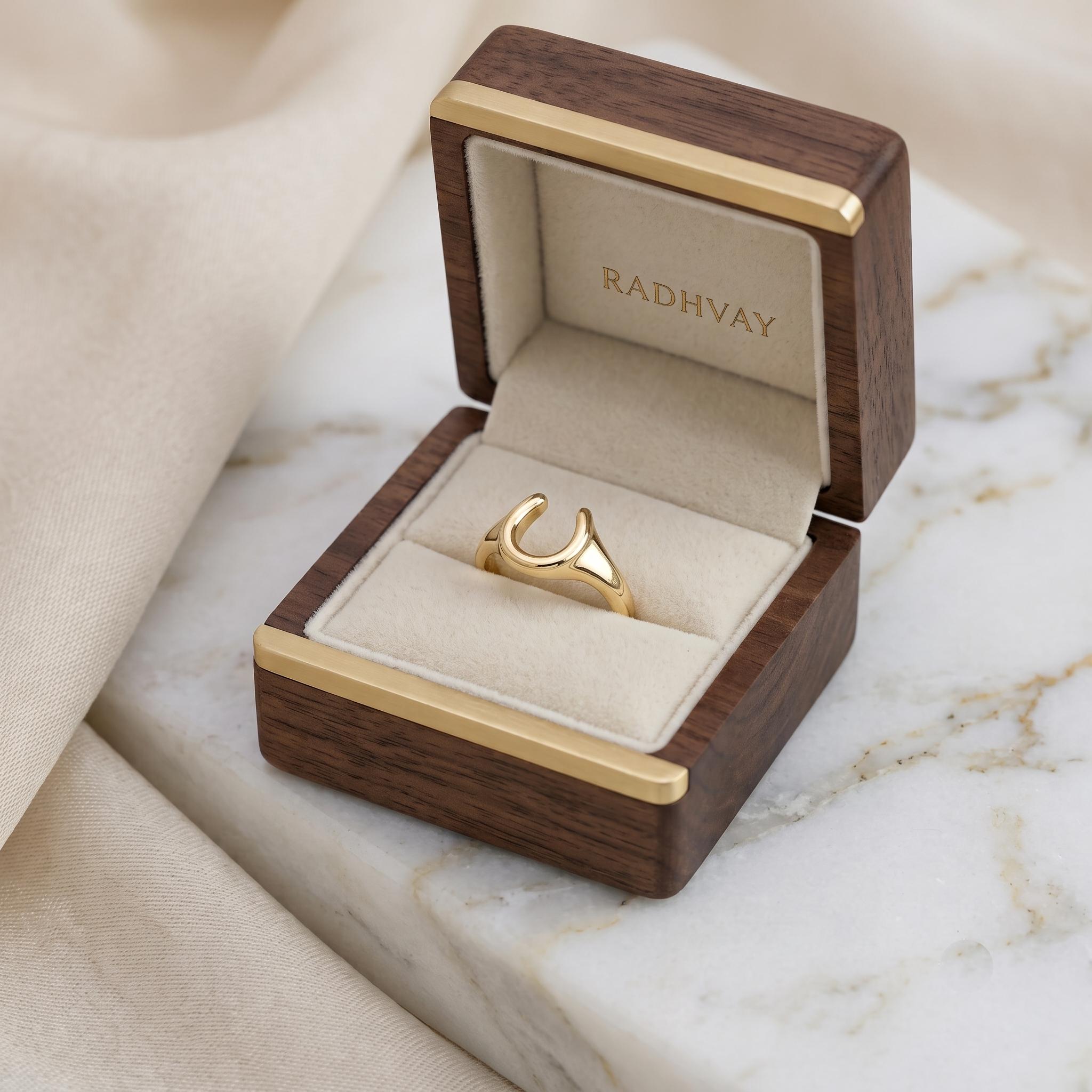 18k Gold Plated Horseshoe Ring | Minimalist Equestrian Stacking Jewelry