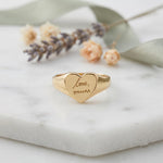 Personalized Heart Signet Ring | Engraved Gold Minimalist Jewelry