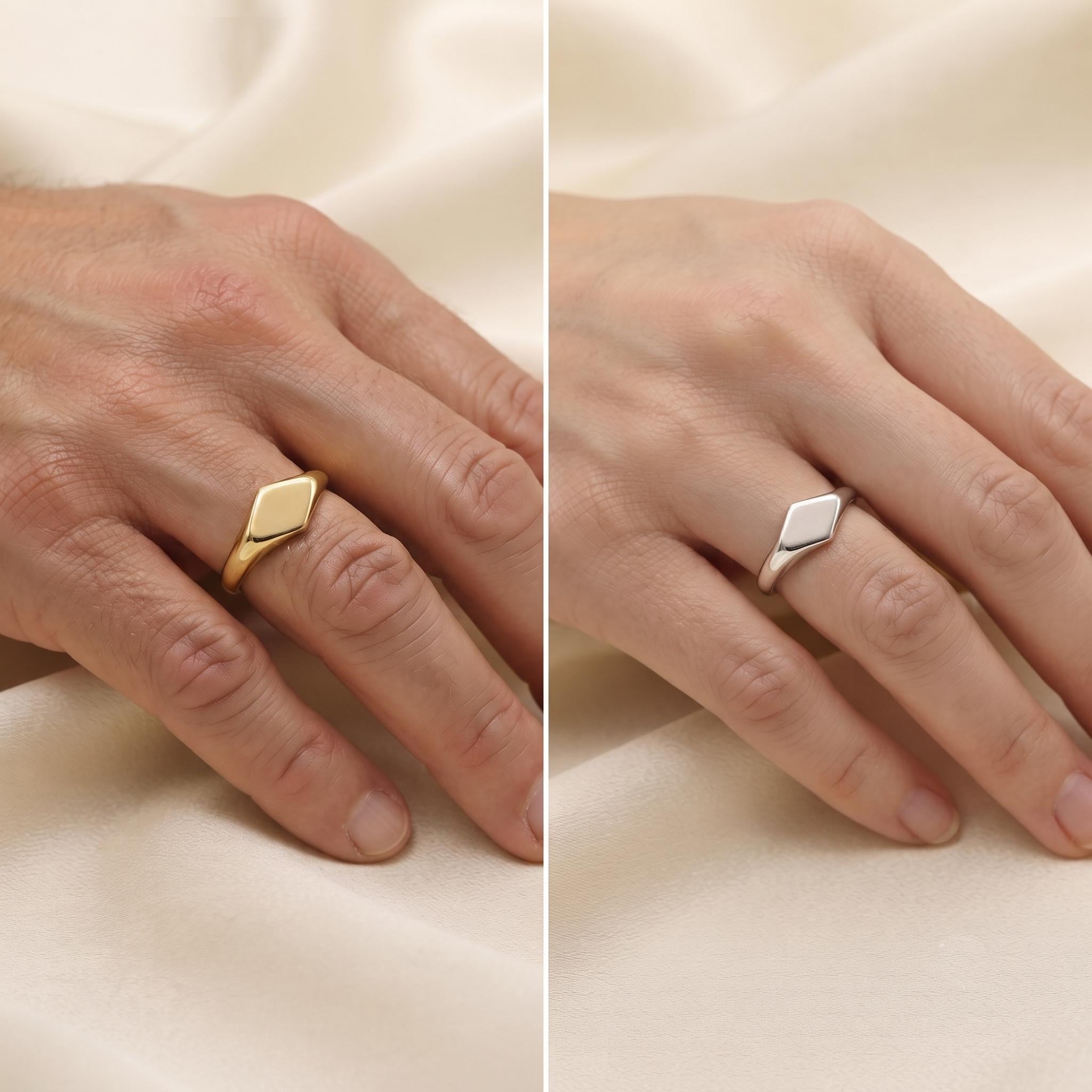 Minimalist Rhombus Signet Ring | Dainty Geometric Silver Band, Everyday Wear