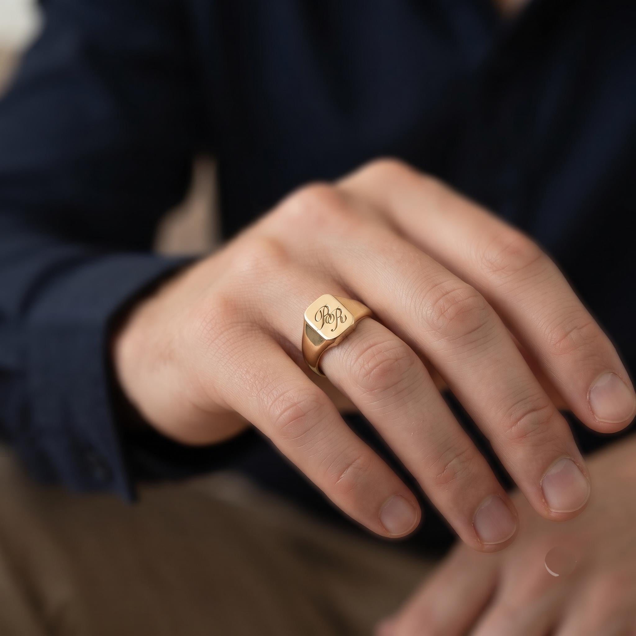 Custom Monogram Signet Ring – Personalized Gold Initial Heritage Jewelry