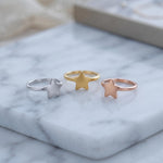 18K Gold Plated Star Ring, Celestial Dainty Statement Jewelry