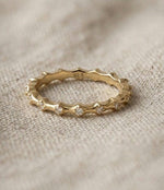 Textured Gold Eternity Band, 925 Sterling Silver, Scalloped CZ Stacking Ring