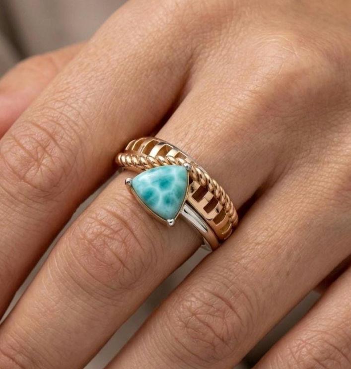 Trillion Cut Moissanite Ring, Gold Plated Sterling Silver, Twisted Rope Band Statement Ring
