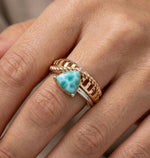 Trillion Cut Moissanite Ring, Gold Plated Sterling Silver, Twisted Rope Band Statement Ring
