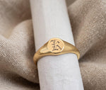 Personalized Oval Signet Ring | Gold Vermeil Initial Ring, Minimalist Statement