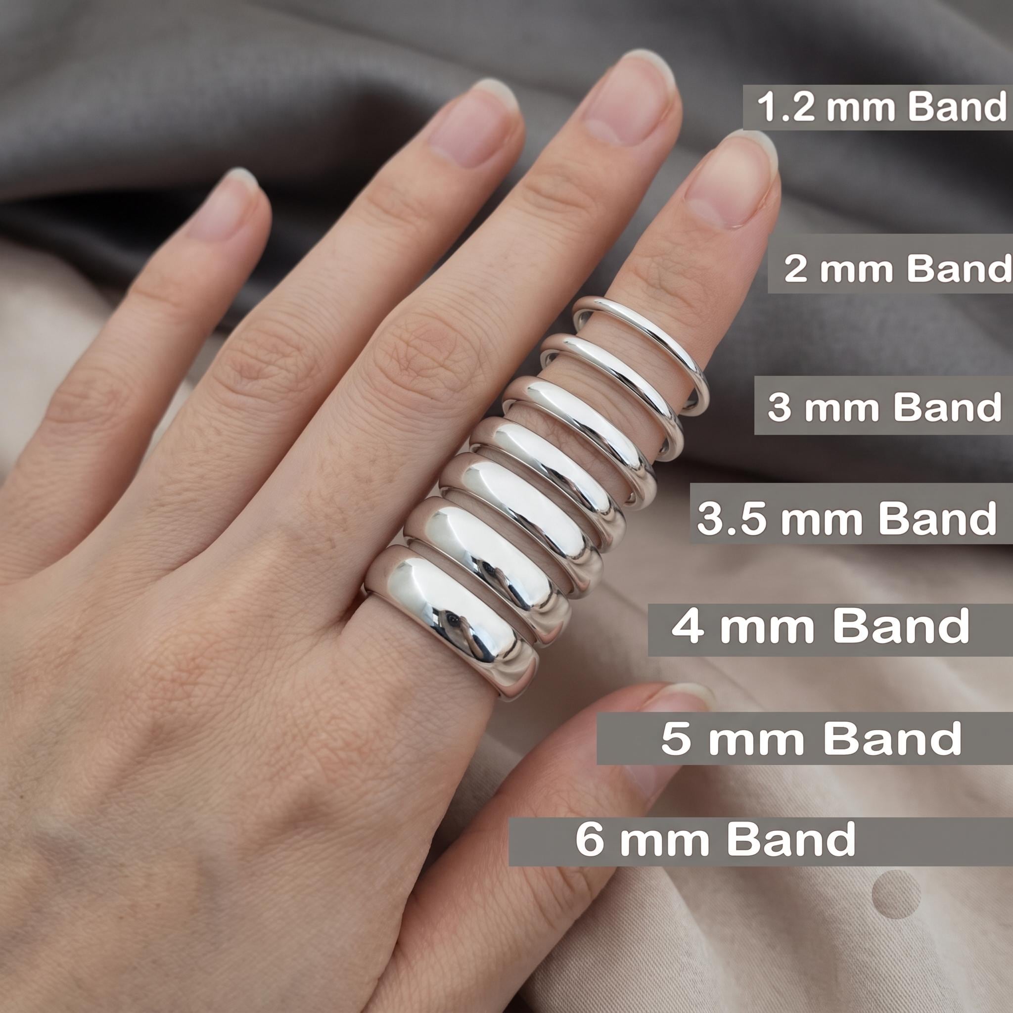 Sterling Silver Flat Band Ring, Minimalist Stacking Wedding Band, Everyday Wear