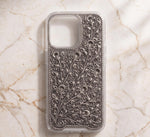 Engraved Floral Silver Metal iPhone Case | Transparent Protective Cover