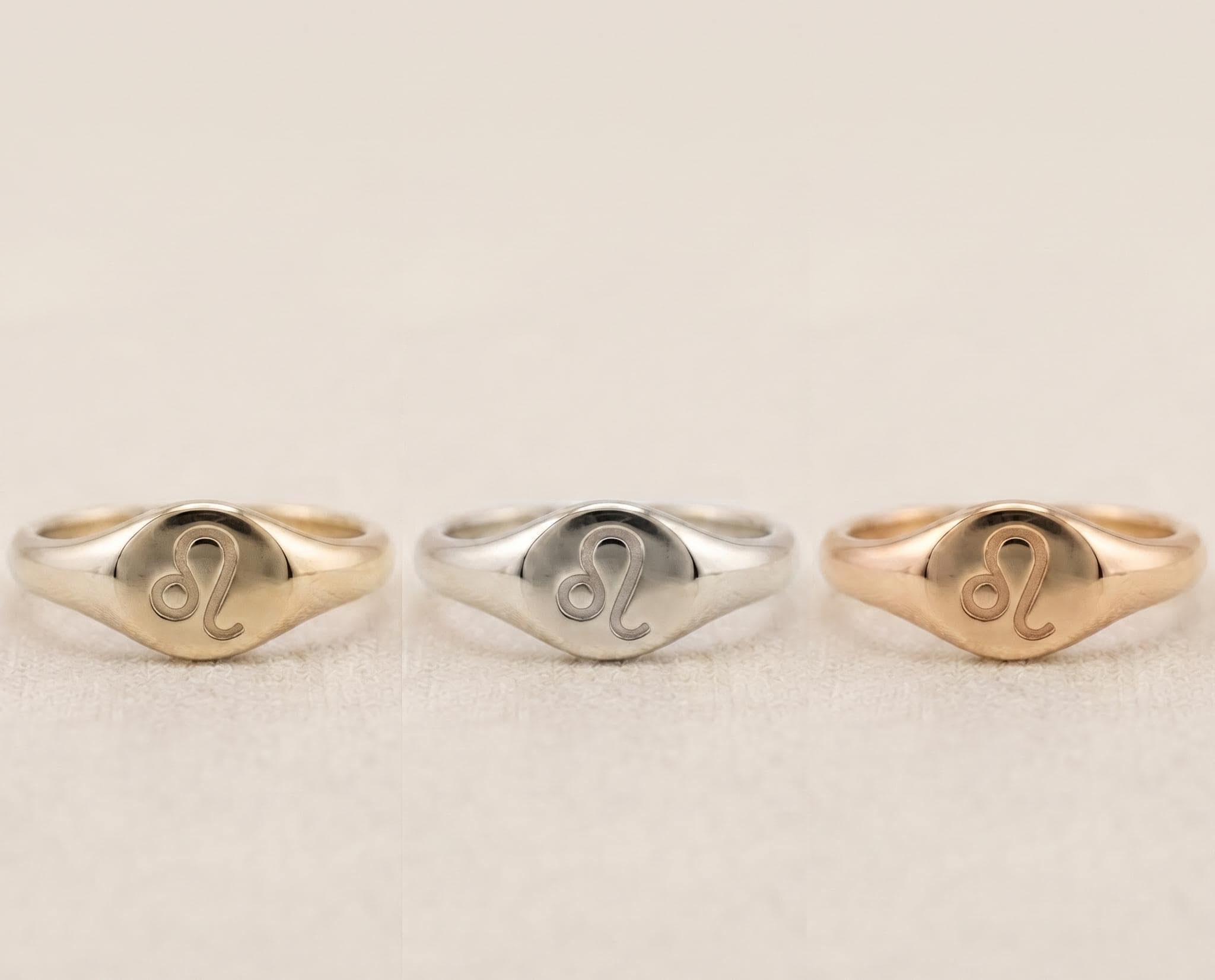 Gold Plated Leo Zodiac Signet Ring, Minimalist Celestial Astrology Jewelry