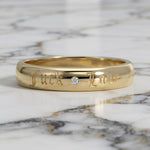 Fuck Love Engraved Ring, Gold Dome Band with Diamond, Bold Statement Ring, Gothic Script Ring, Minimalist  Band, Unique Anti Valentine Gift