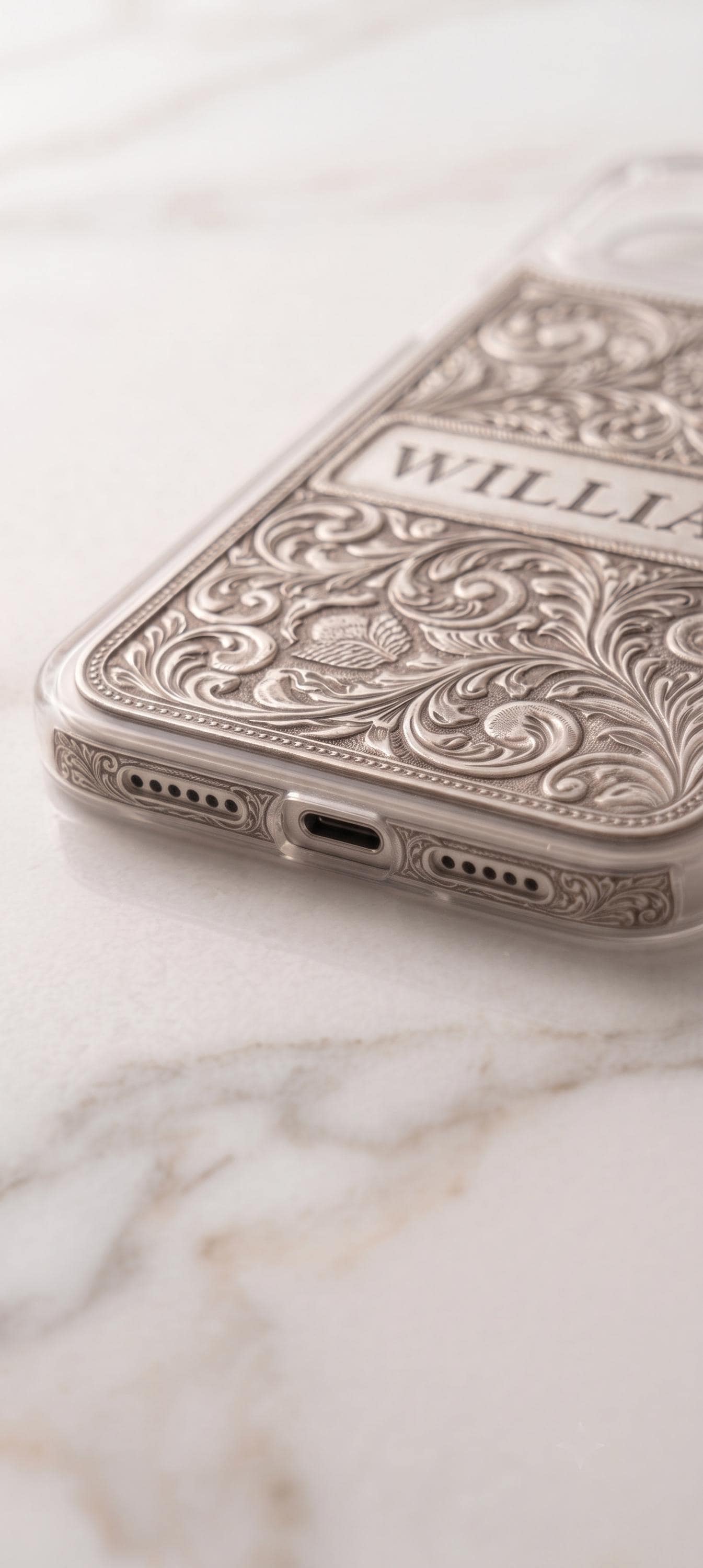 Personalized Engraved Floral iPhone Case, Vintage Western Name Cover