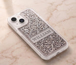 Personalized Engraved Floral iPhone Case, Vintage Western Name Cover