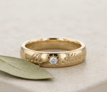 Engraved Gold Diamond Starburst Ring, 