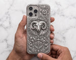 Aries Ram Engraved iPhone Case | Sterling Silver Embossed Astrology Cover