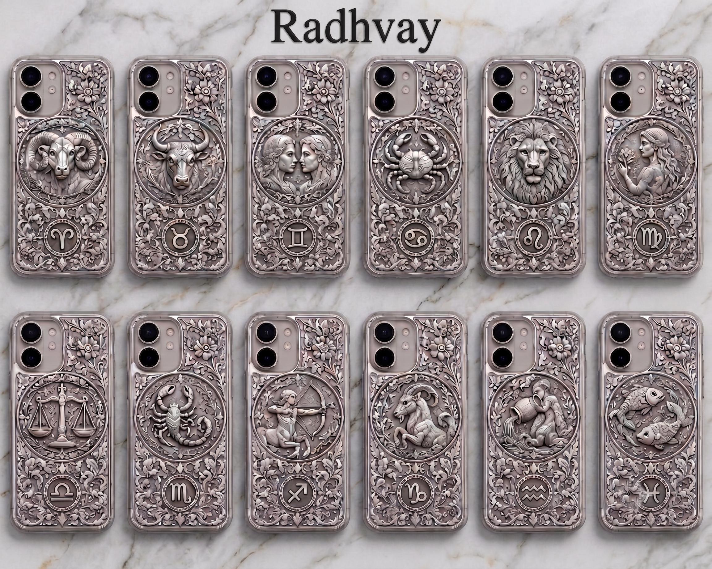 Aries Ram Engraved iPhone Case | Sterling Silver Embossed Astrology Cover