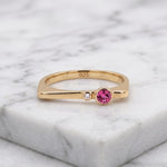 Modern Asymmetrical Bezel-Set Pink Stone Ring in Gold-Plated Sterling Silver