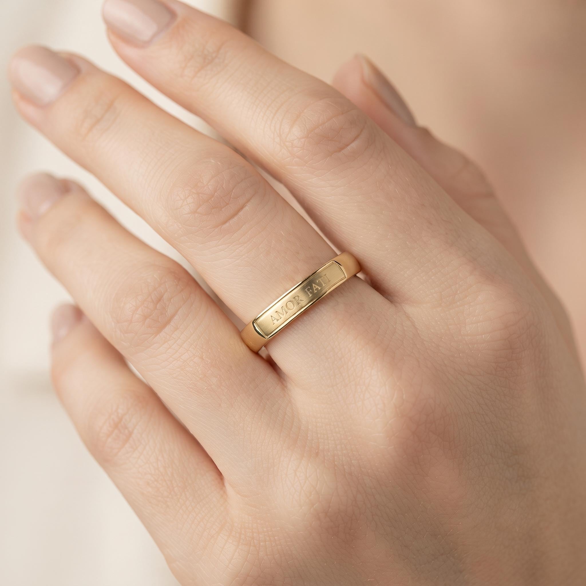 Engraved Gold Band Ring – Minimalist 