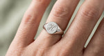 Custom Initial Signet Ring, Personalized Engraved Name Jewelry, Sterling Silver Accent Stones