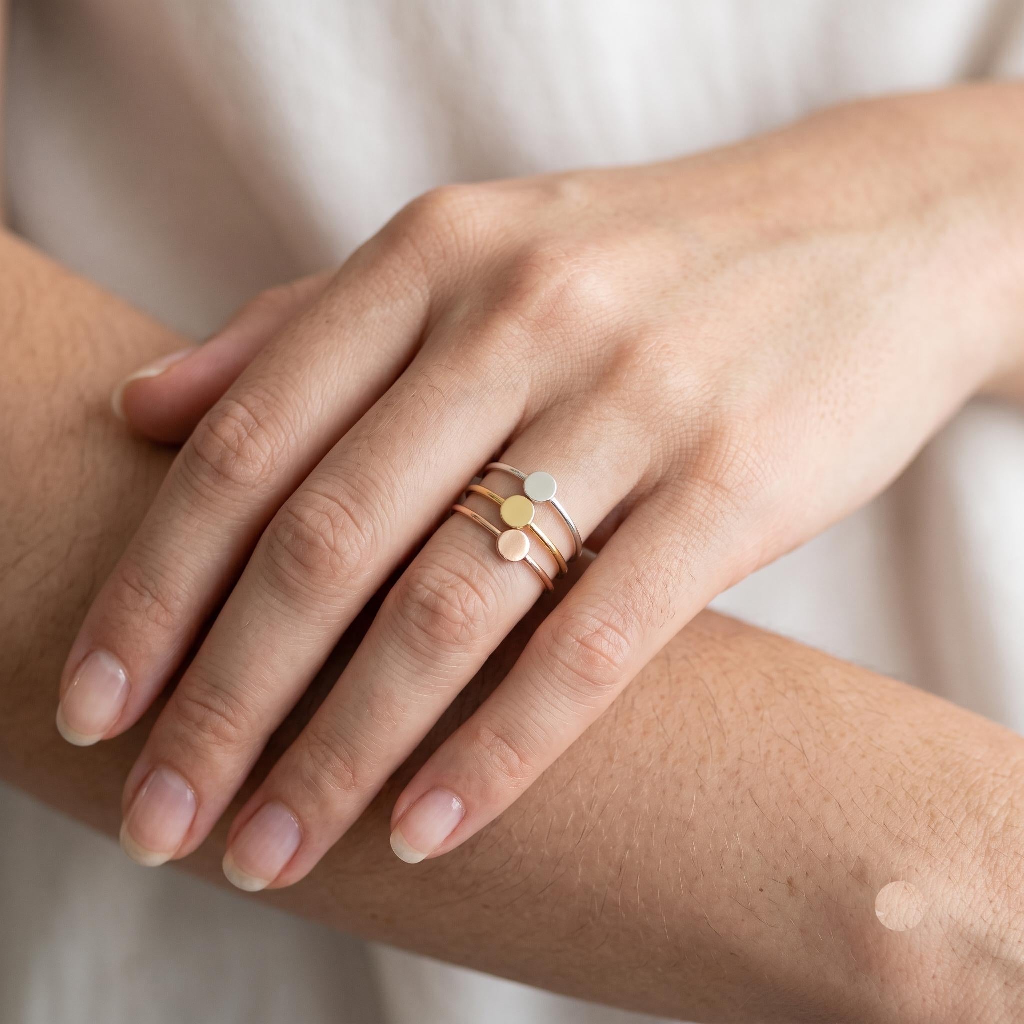 14k Gold Filled Dot Ring | Minimalist Circle Stacking Band | Delicate Everyday Jewelry