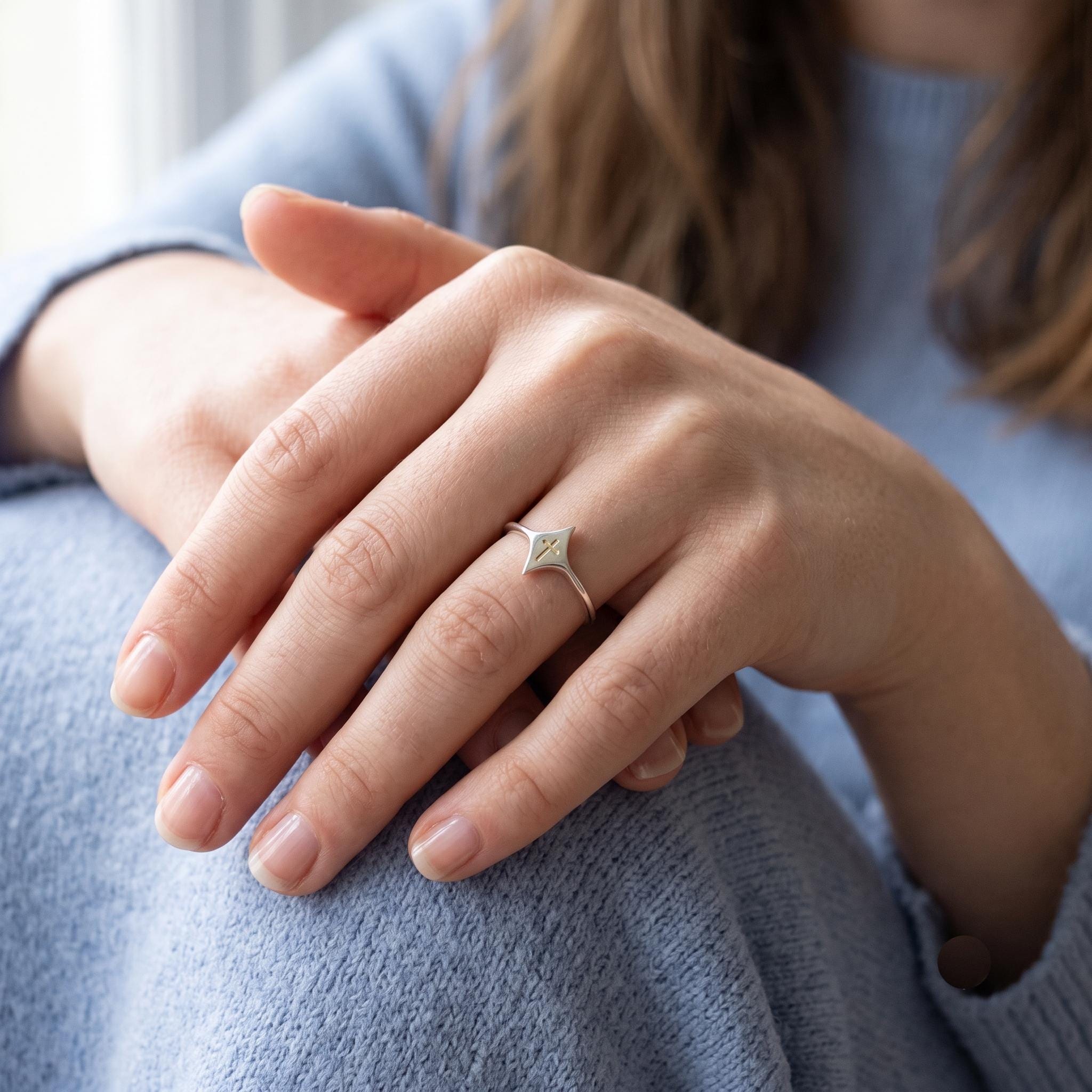 Sterling Silver Kite Ring | Minimalist Geometric Stacking Band