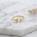 Personalized Two Initial Heart Ring, Custom Letter Couple Band, Anniversary Gift