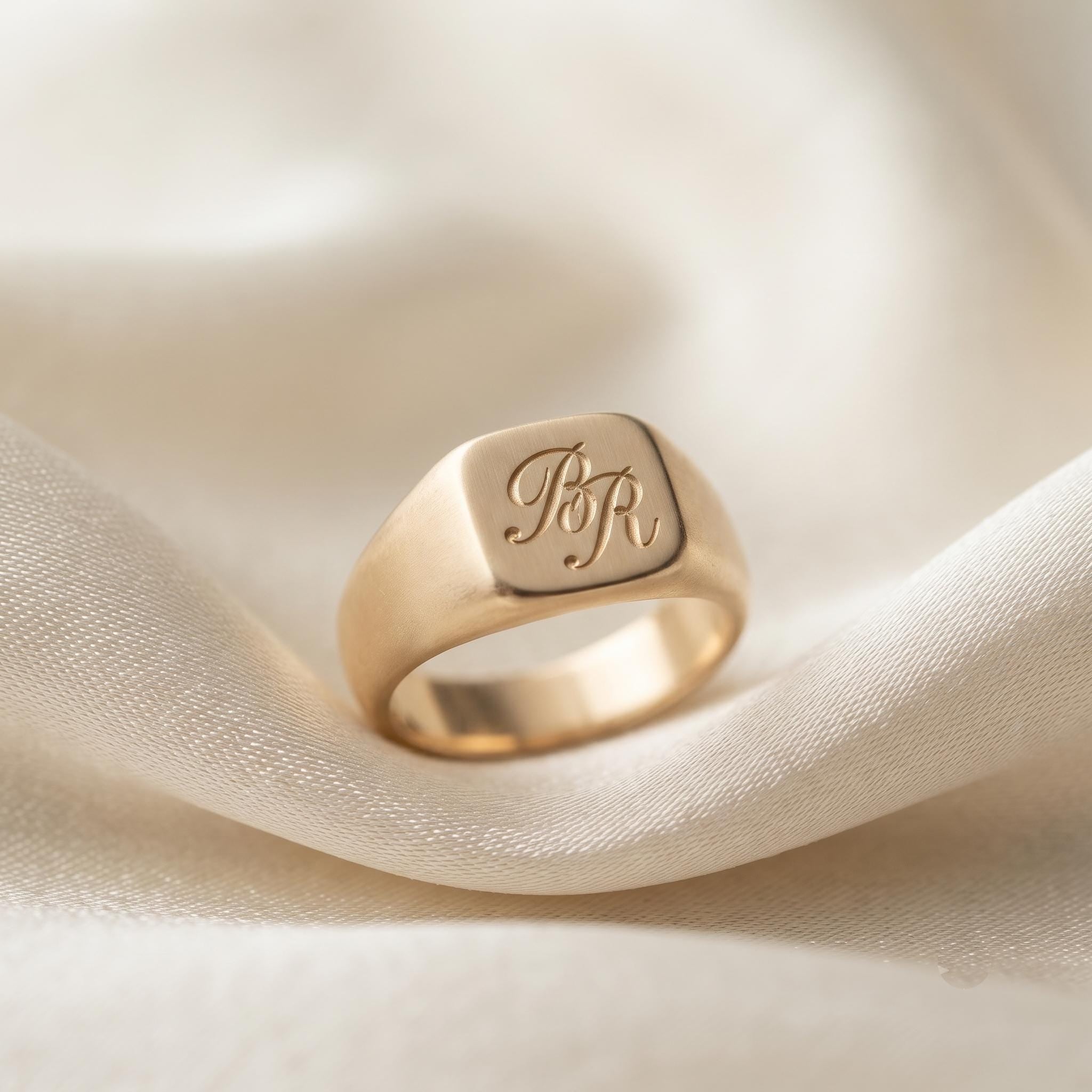 Custom Monogram Signet Ring – Personalized Gold Initial Heritage Jewelry