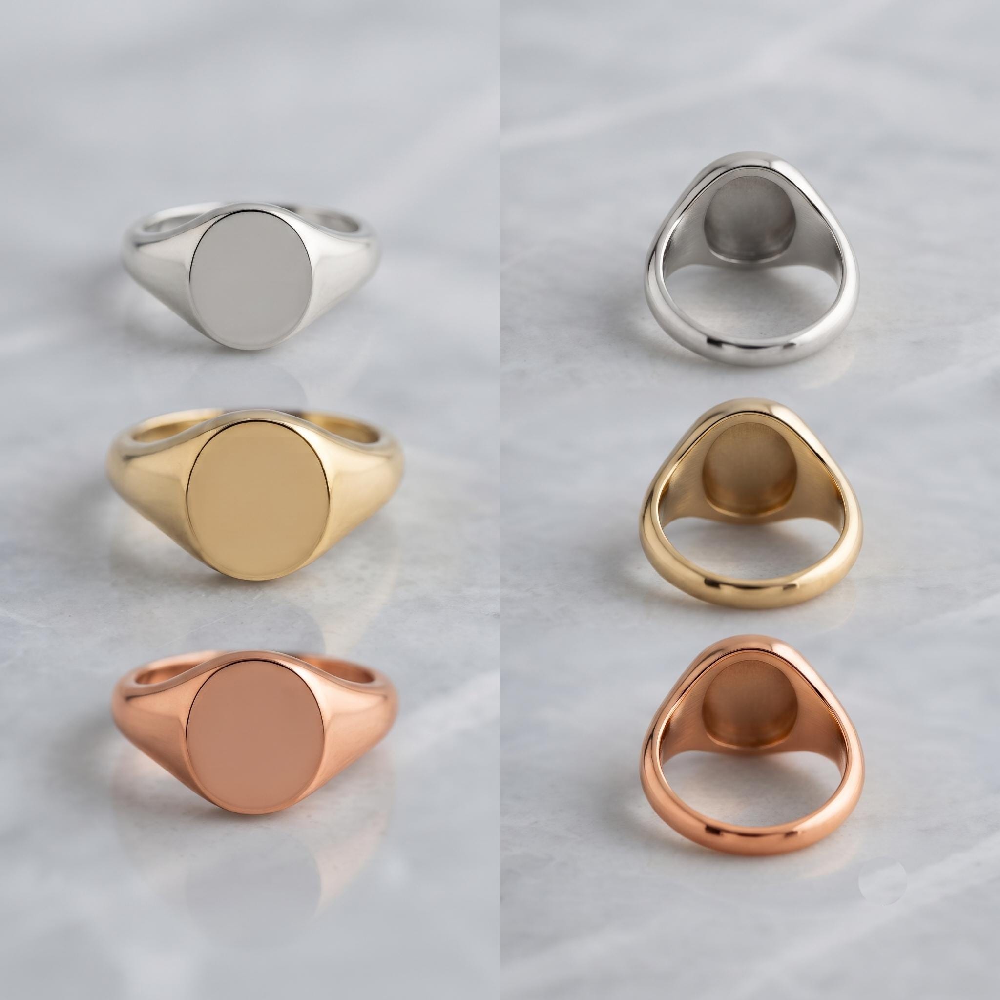 Oval Signet Ring | Engravable Minimalist Gold Band | Unisex Dainty Jewelry