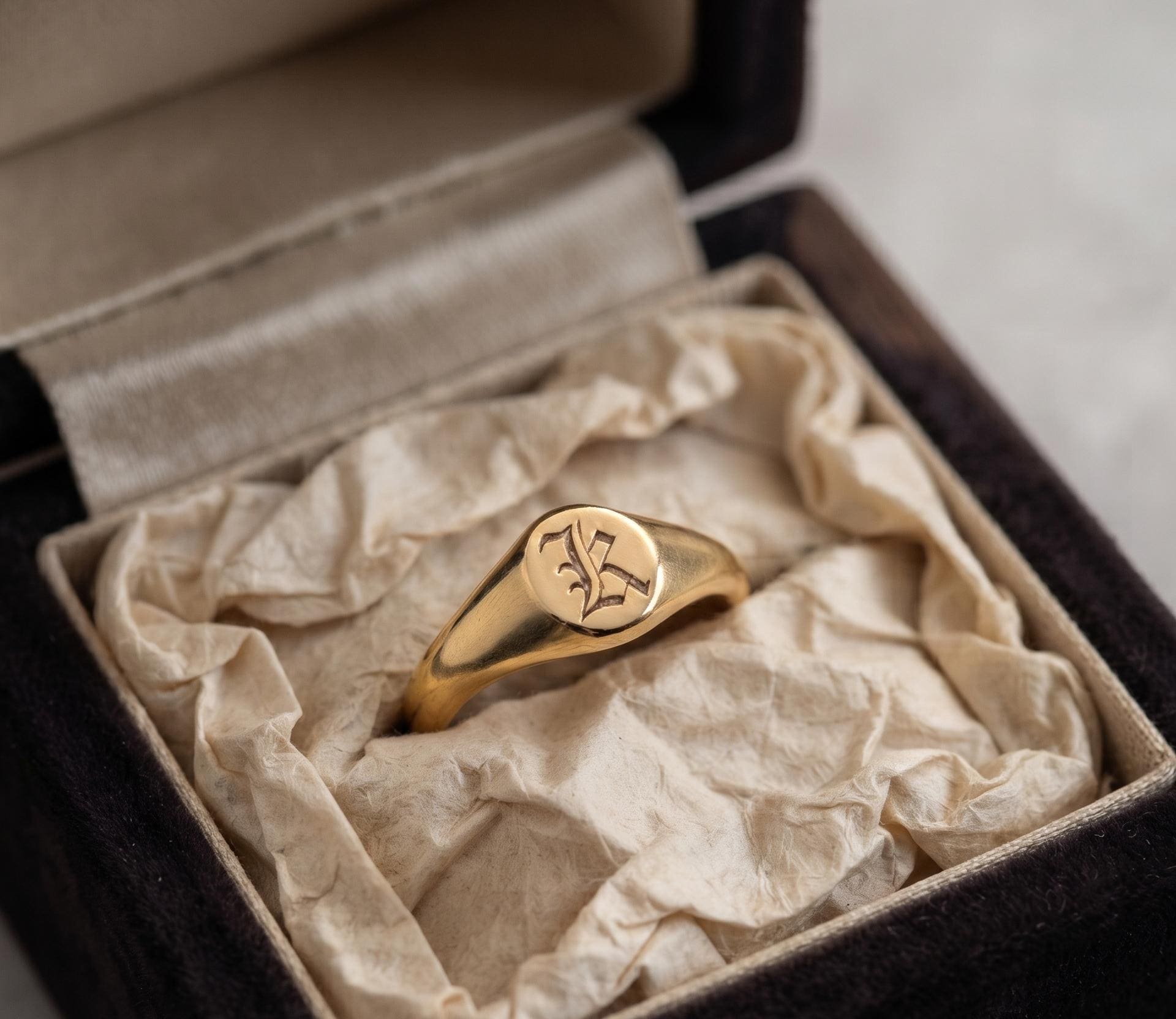 Personalized Oval Signet Ring | Gold Vermeil Initial Ring, Minimalist Statement