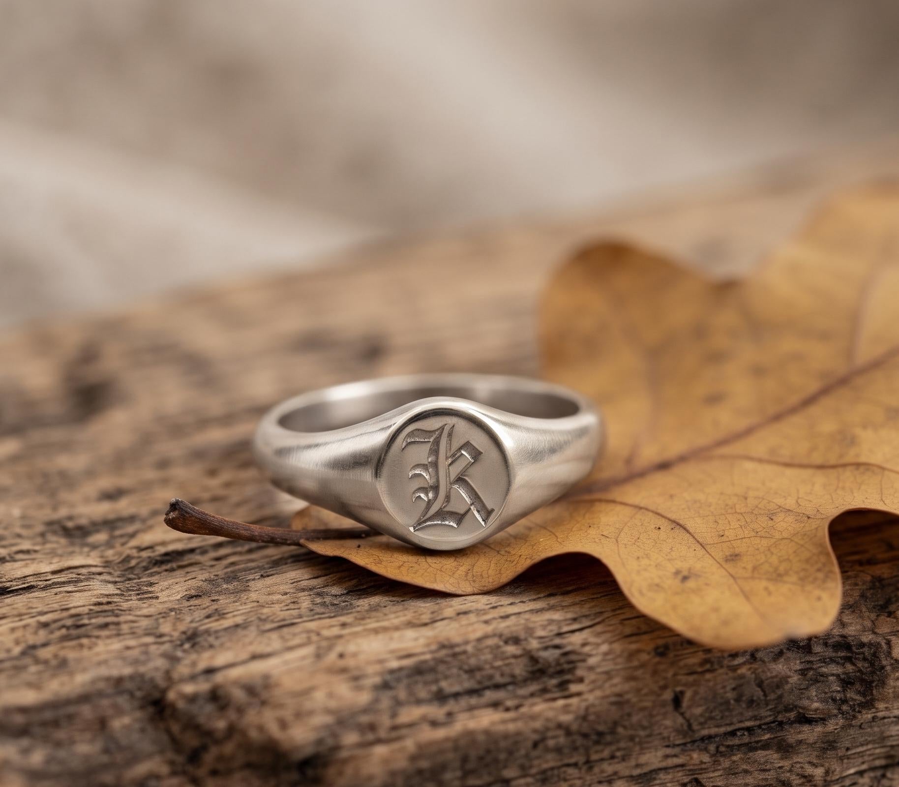 Personalized Oval Signet Ring | Gold Vermeil Initial Ring, Minimalist Statement