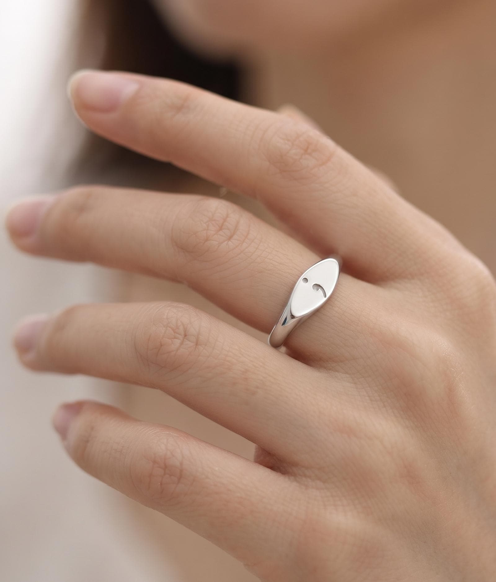 Semicolon Signet Ring | Minimalist Silver Strength Symbol Jewelry