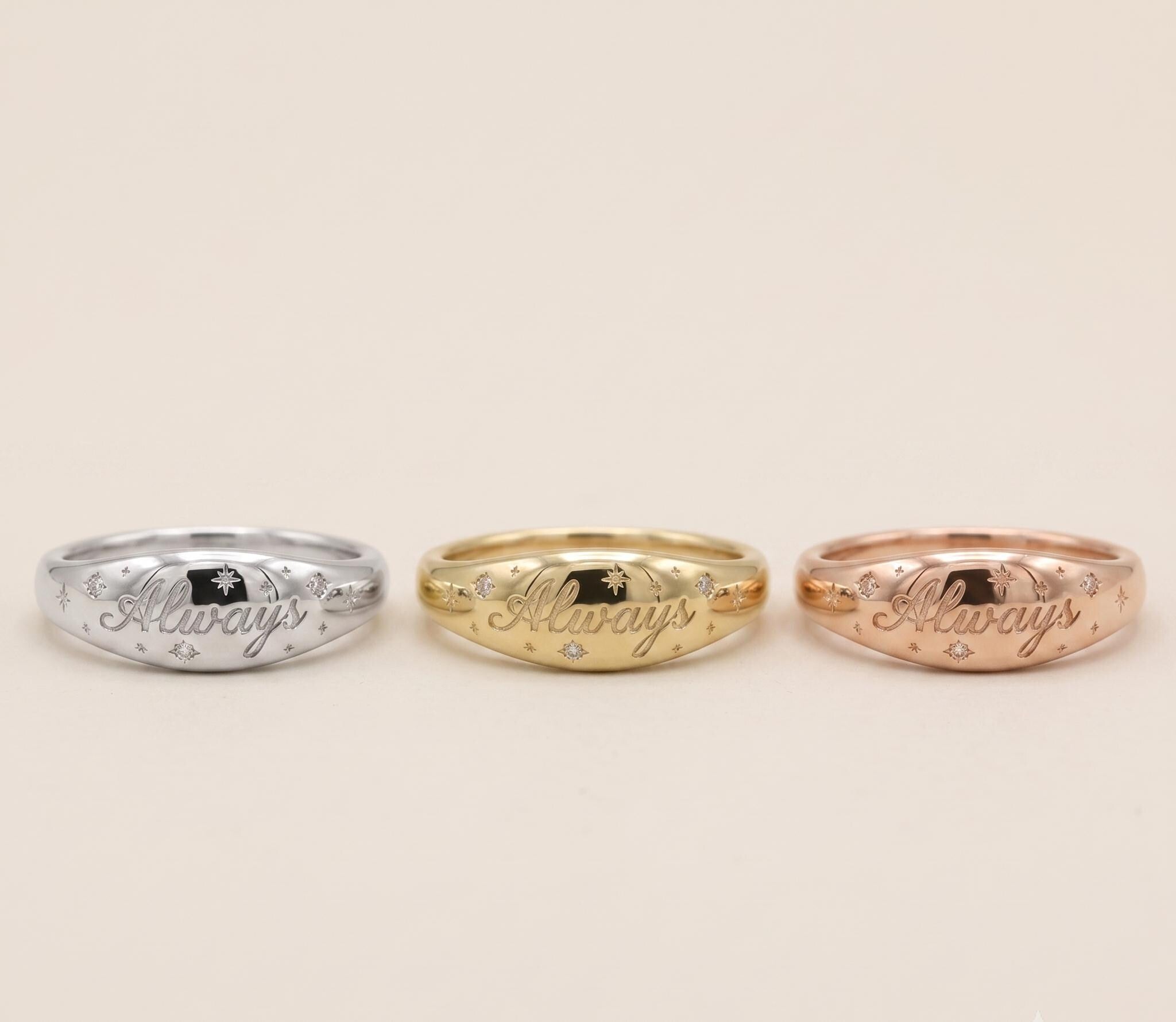 Personalized Script Name Signet Ring, Gold Oval Engraved Jewelry