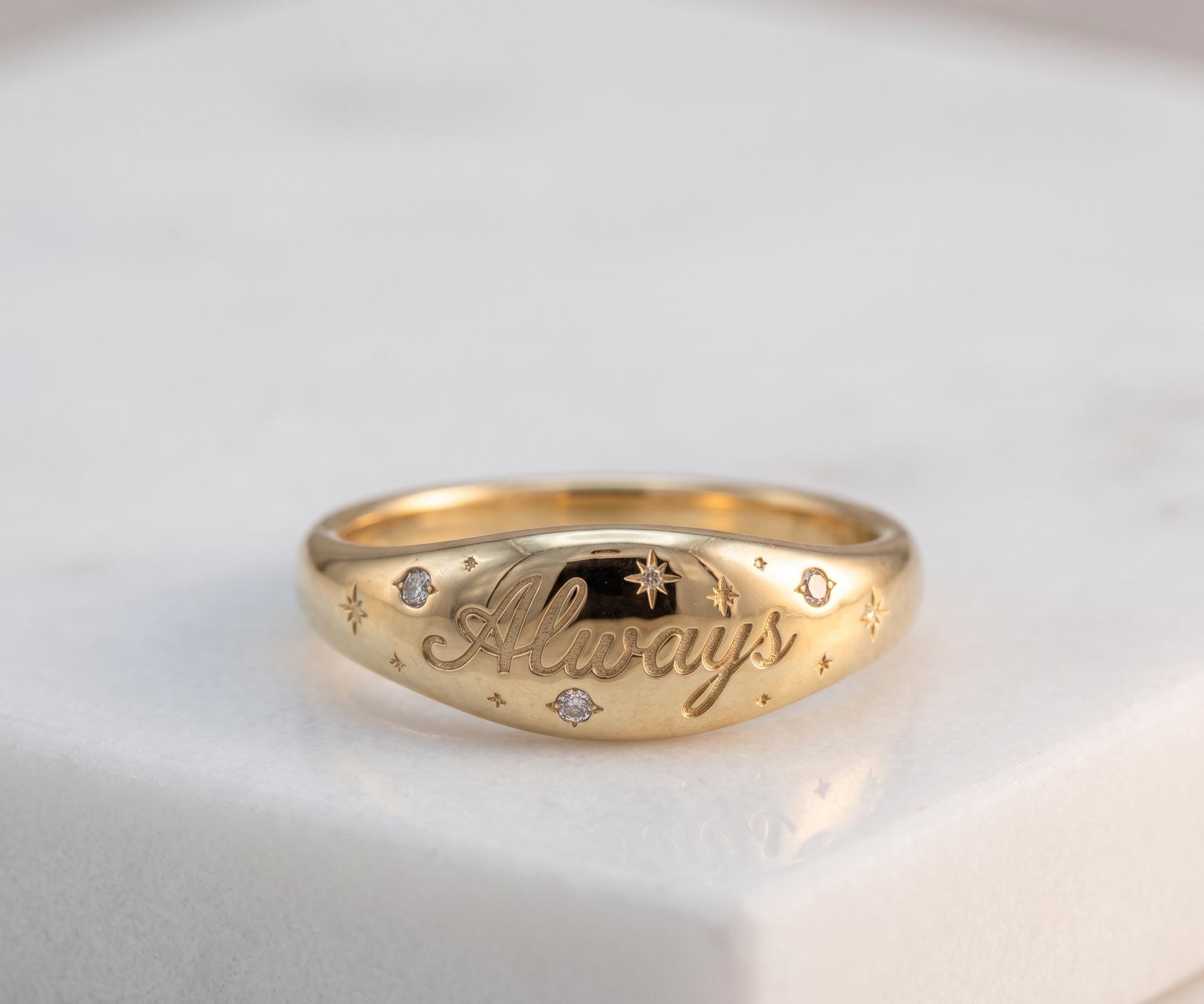 Personalized Script Name Signet Ring, Gold Oval Engraved Jewelry