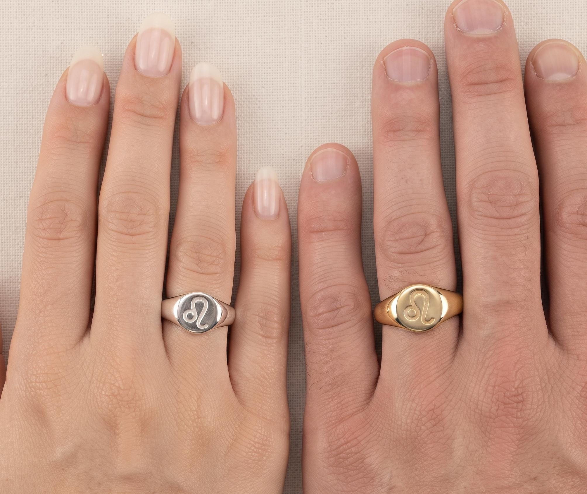 Gold Plated Leo Zodiac Signet Ring, Minimalist Celestial Astrology Jewelry