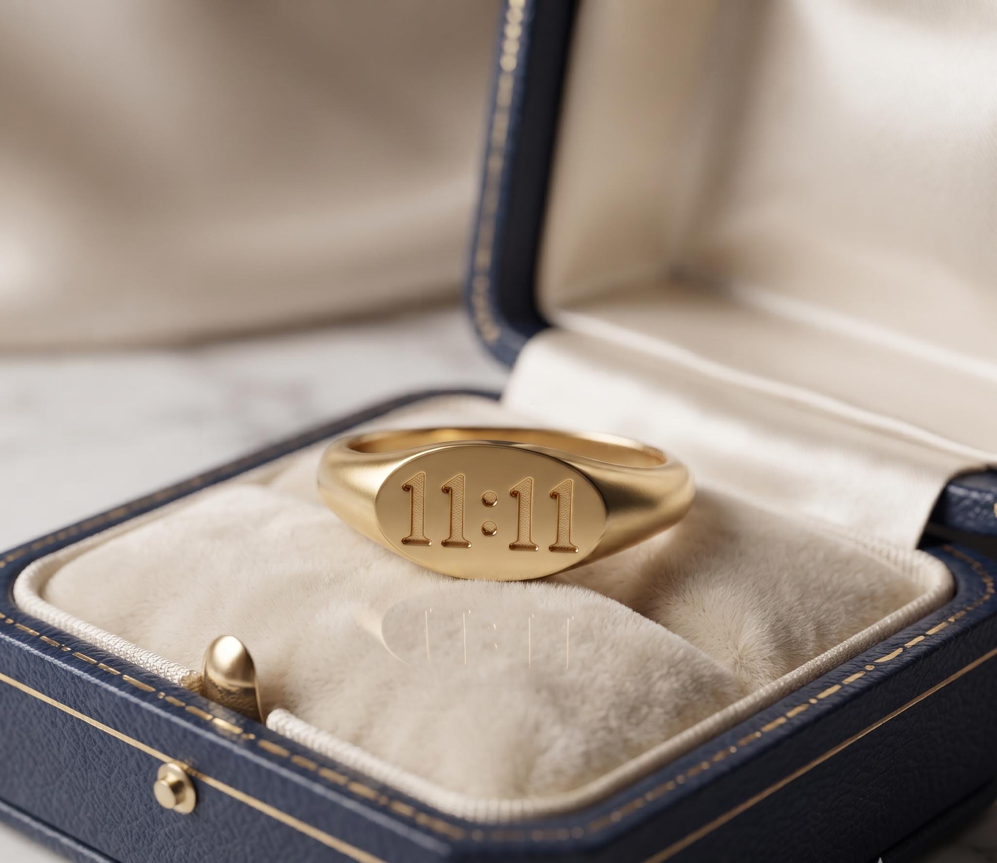 11:11 Angel Number Signet Ring • Gold Manifestation Talisman Jewelry