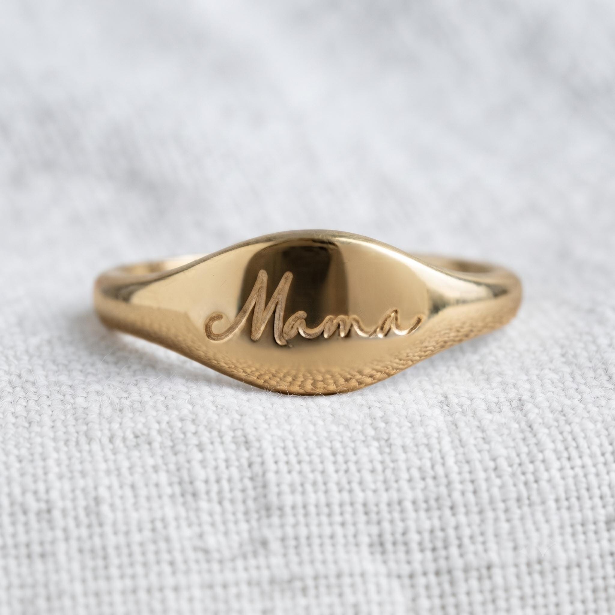 Custom Engraved Mama Signet Ring | Gold Plated Minimalist Statement Ring