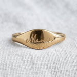 Custom Engraved Mama Signet Ring | Gold Plated Minimalist Statement Ring