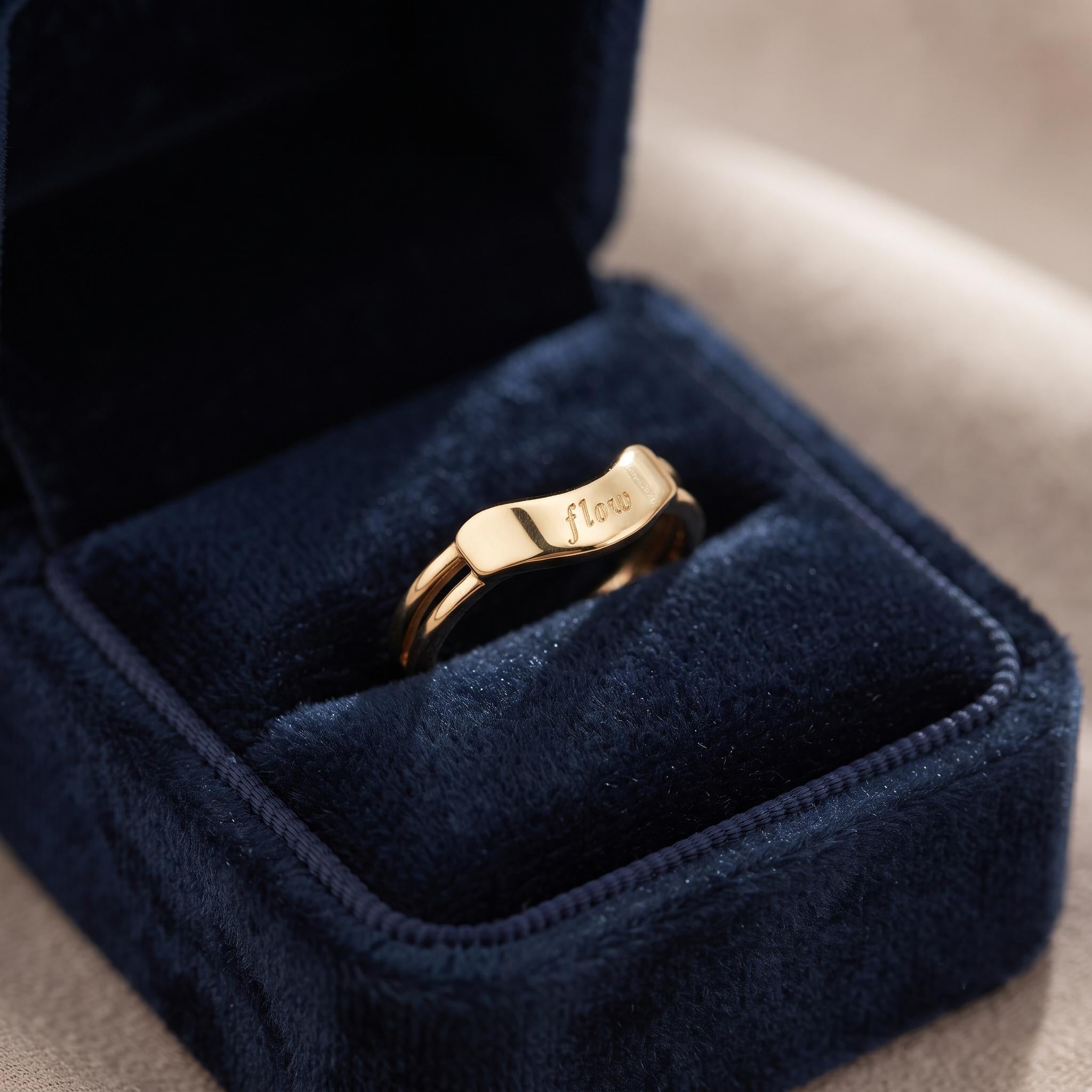 Custom Engraved Gold Chevron Ring – Triple Band Statement Jewelry