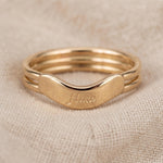 Custom Engraved Gold Chevron Ring – Triple Band Statement Jewelry