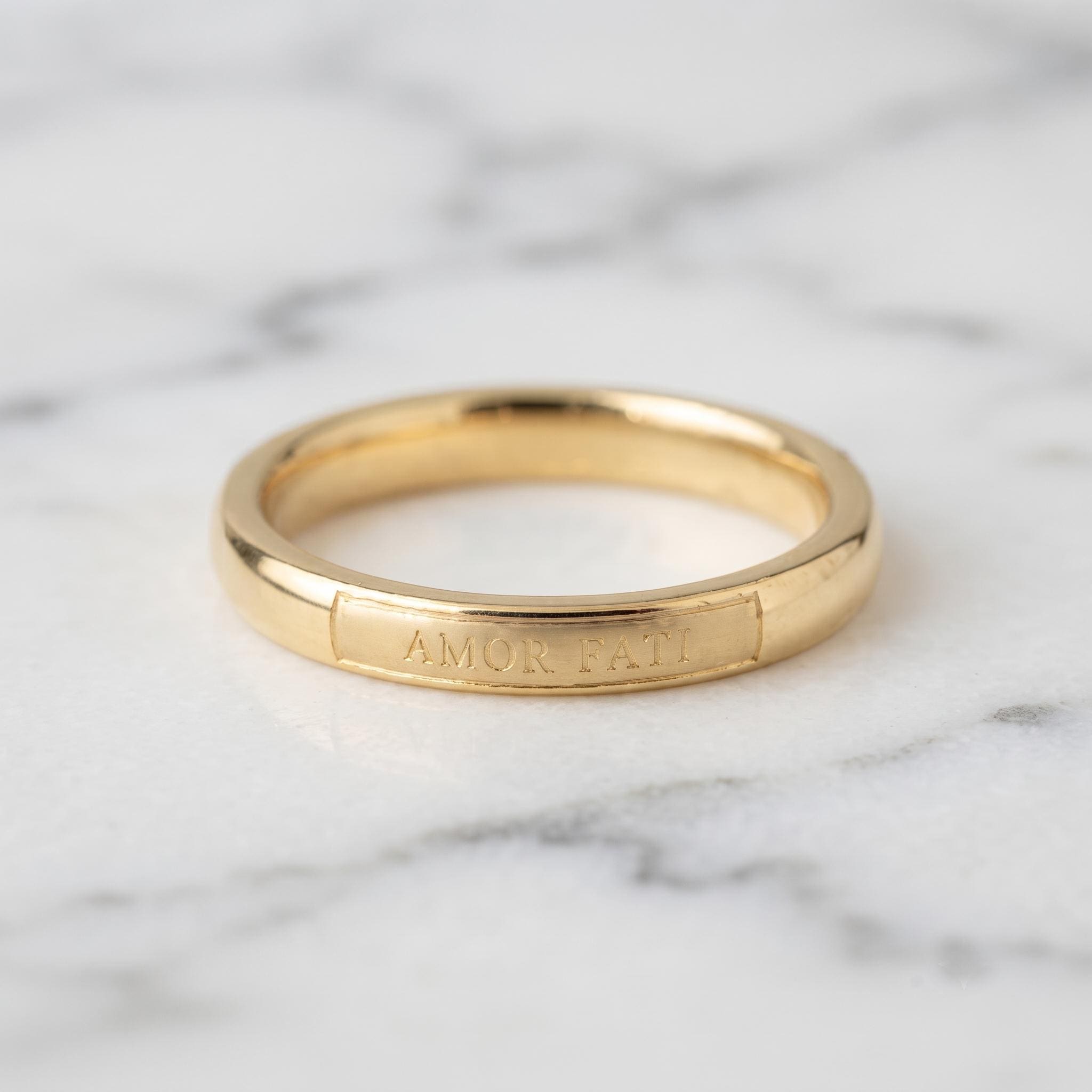 Engraved Gold Band Ring – Minimalist 