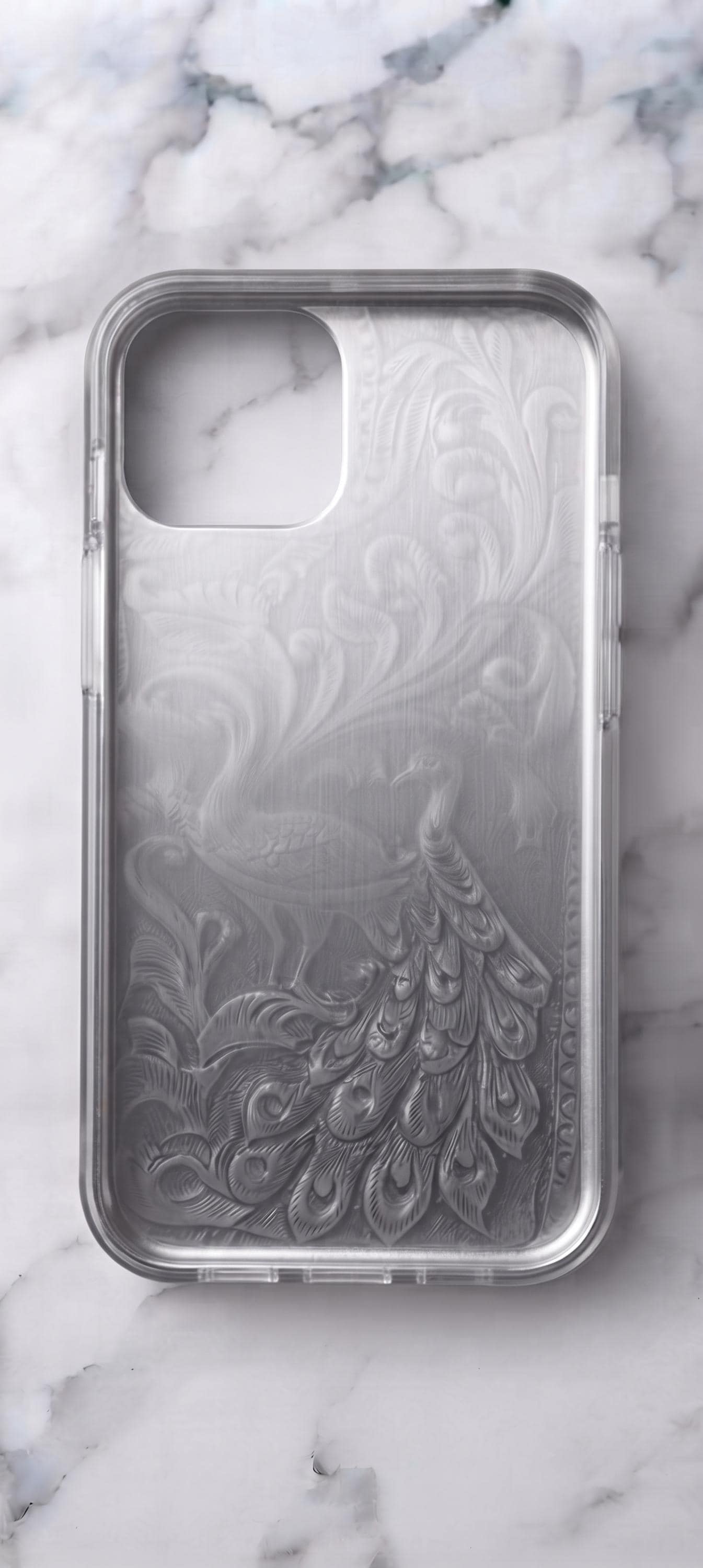 Antique Silver Peacock Phone Case | Embossed Artistic Smartphone Cover | Royal Indian Style