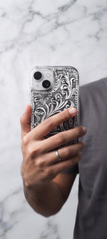 Antique Silver Peacock Phone Case | Embossed Artistic Smartphone Cover | Royal Indian Style