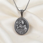 Antique Oxidized Sterling Silver Hindu Deity Pendant Necklace, Traditional Indian Jewelry