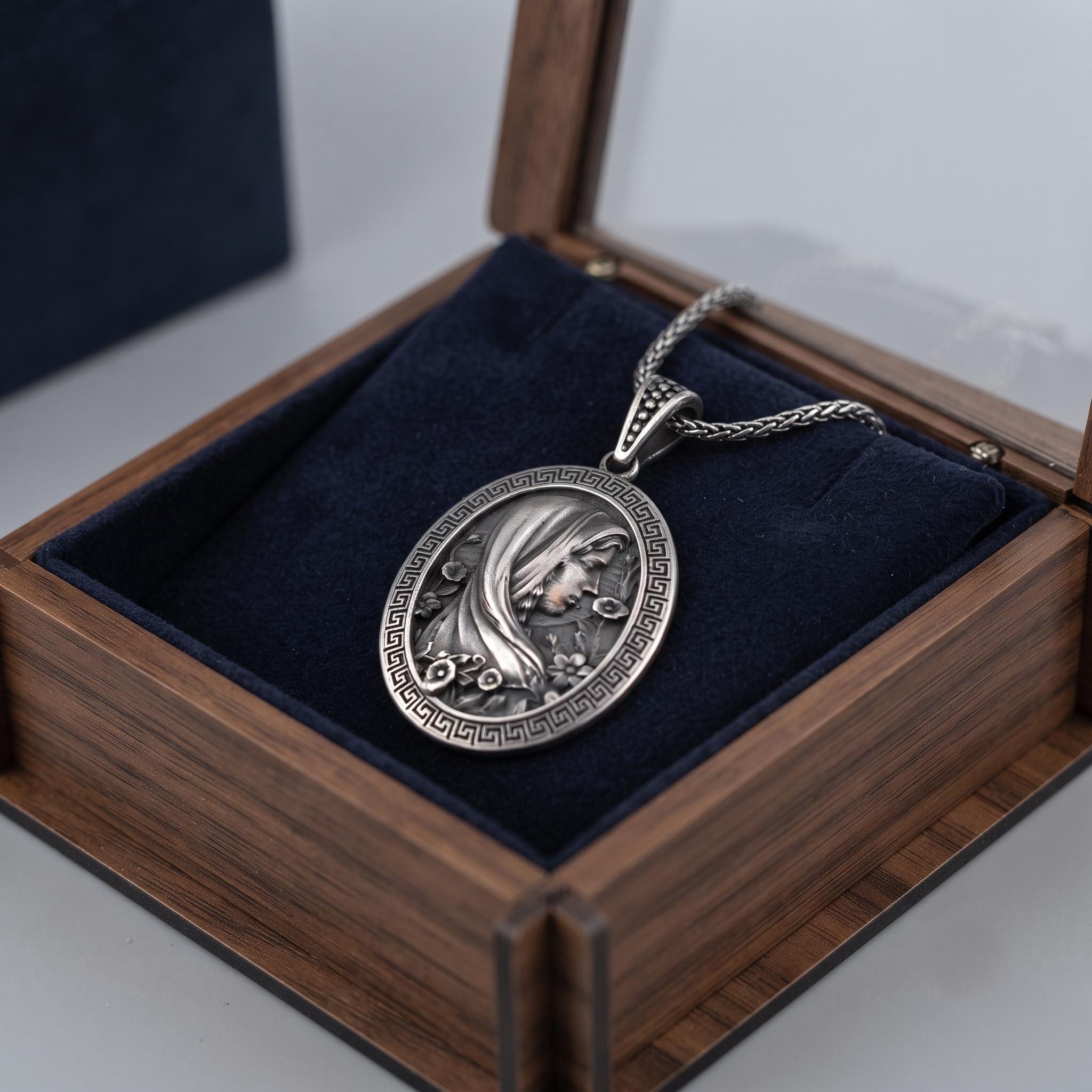Antique Sterling Silver Goddess Pendant Necklace, Oxidized Indian Jewelry, Spiritual Gift