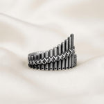 Sterling Silver Pan Flute Ring, Oxidized Antique Finish, Musician Jewelry