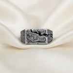 Handmade Textured Sterling Silver Signet Ring, Brutalist Rustic Statement Band